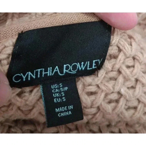 Cynthia Rowley Chunky Cardigan Wool Cashmere Blend Snaps Beige Pockets Small‎ - Picture 5 of 6